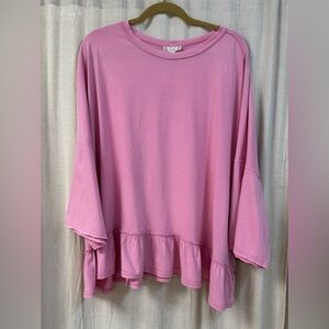 Easel Plus Size Ruffle Hem Short Sleeve Top - NWT